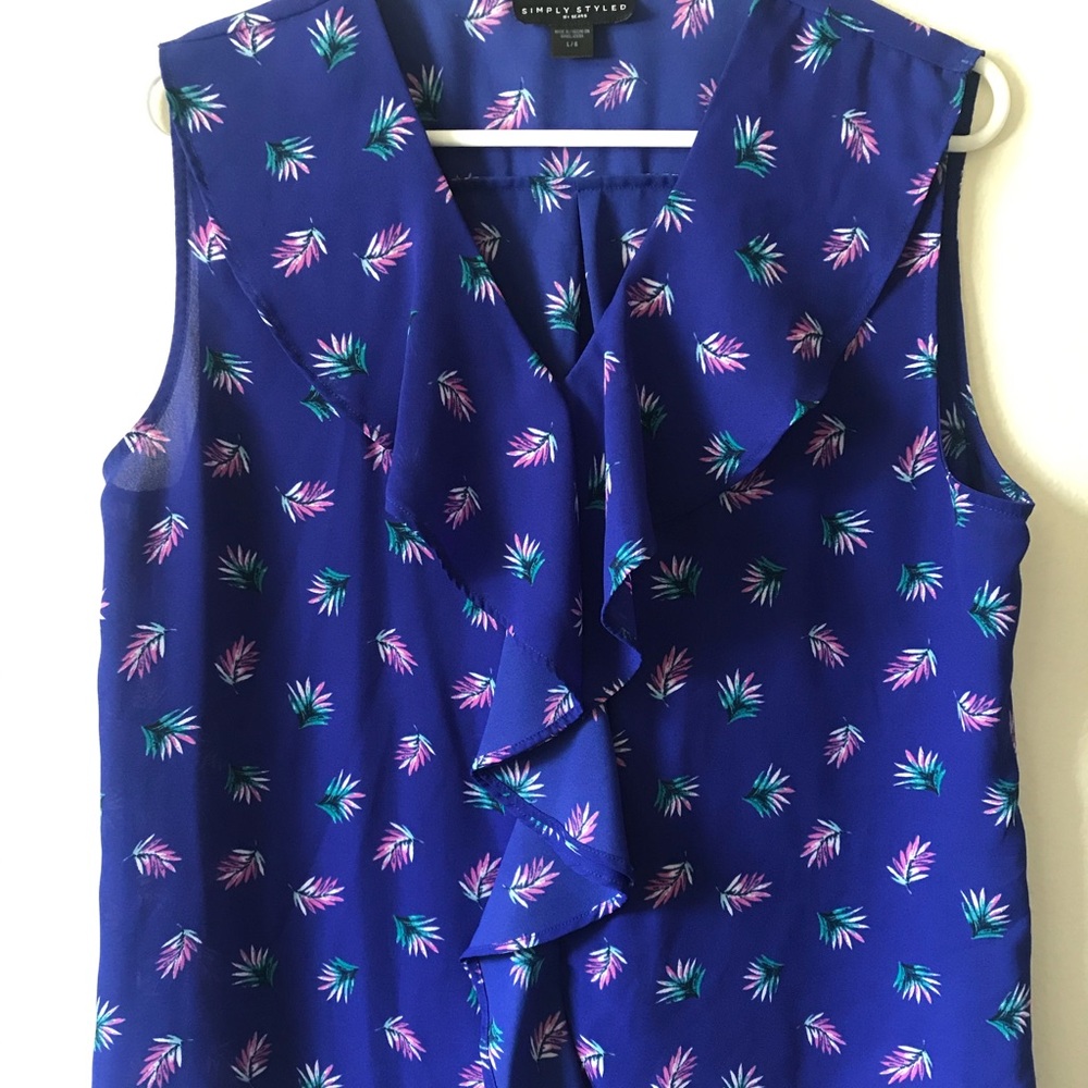 Tropical Ruffle Blouse Size L
